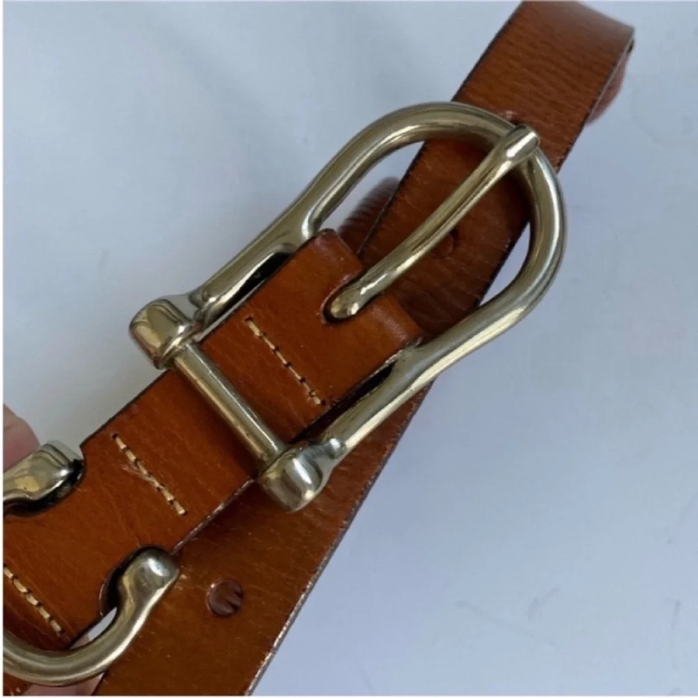 Willis and Geiger Belt Brown Leather Woven Braided Horse Bit Buckle Size 42